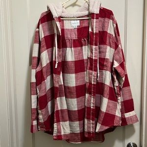 American eagle flannel hoodie button up shirt size XXL
